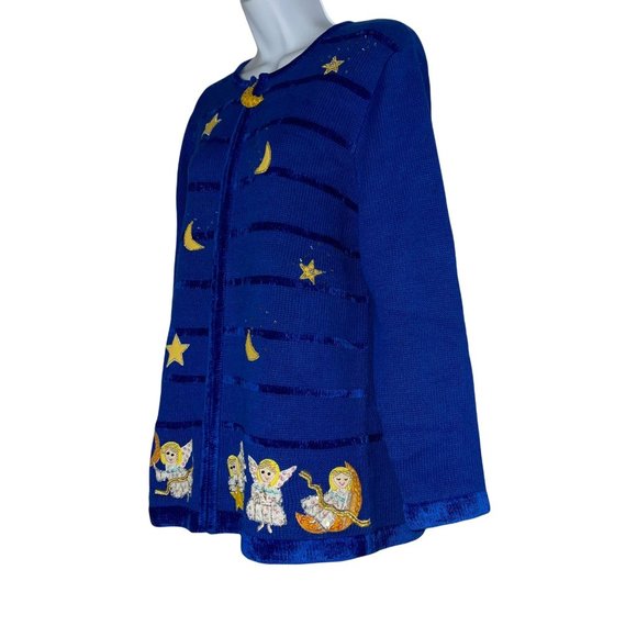 Quaker Factory Vintage 90's Y2K Embellished Angel Ugly Christmas Sweater Small - Picture 5 of 10